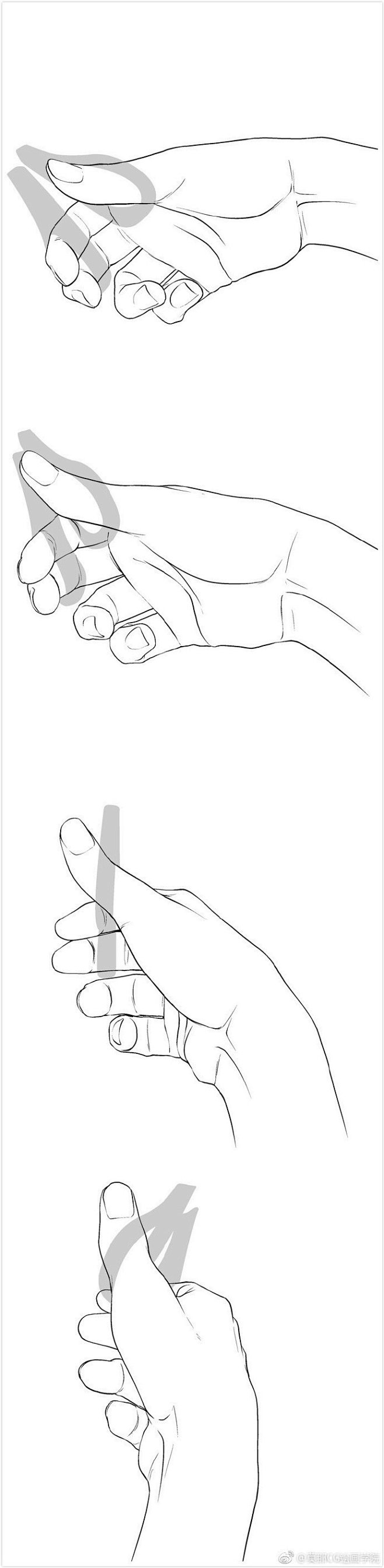 #绘画参考# 手拿剪刀的多角度动作姿态图...