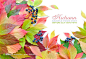 秋天五颜六色的树叶和果实摄影背景桌面壁纸图片素材