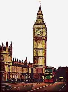 英国建筑钟楼手绘水彩画图 创意素材