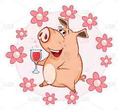 矢量插图的可爱的猪。卡通人物