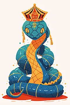 蛇年年画高清新春插画