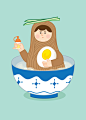 Food Illustrations - 디지털 아트, 일러스트레이션 : <Food Illustrations>Curry / Shaved ice cream / Strawberry cake / Cold noodles / Soft ice cream / Chicken / Ramen / Hamburger / Rice ball / Steak / Pizza / Gimbap / Ice cream bus