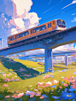 mantou0539_metro_on_the_tracks_surrounded_by_flowers_on_top_gre_e8744e6a-edea-4086-b92c-c123c858a80b