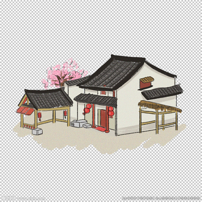 手绘古建筑图片,手绘古建筑模板下载,手绘...