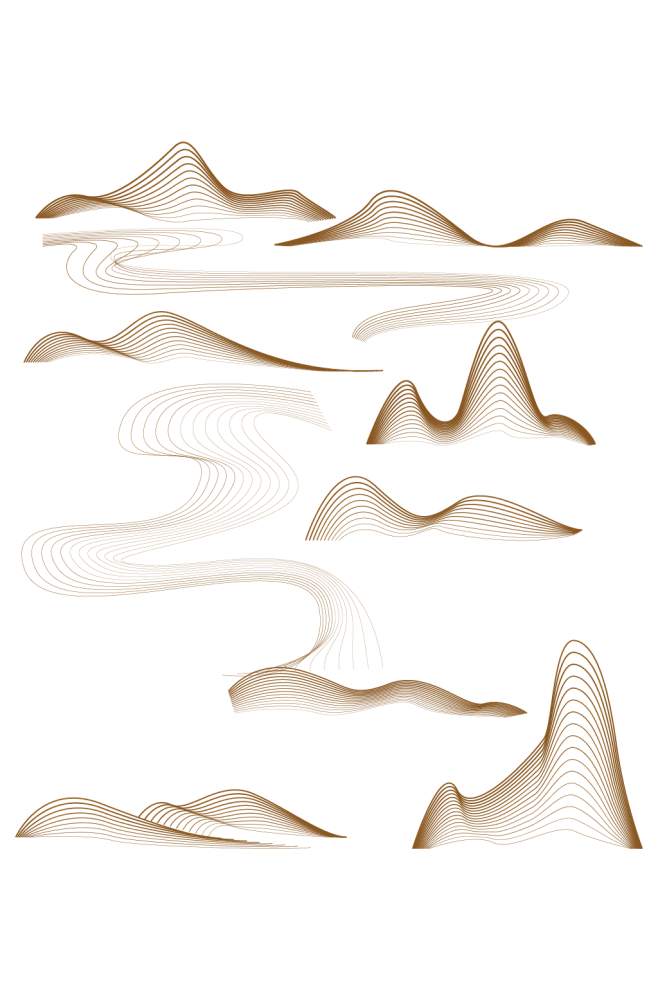 中国风线性山纹中式山峰纹理装饰
