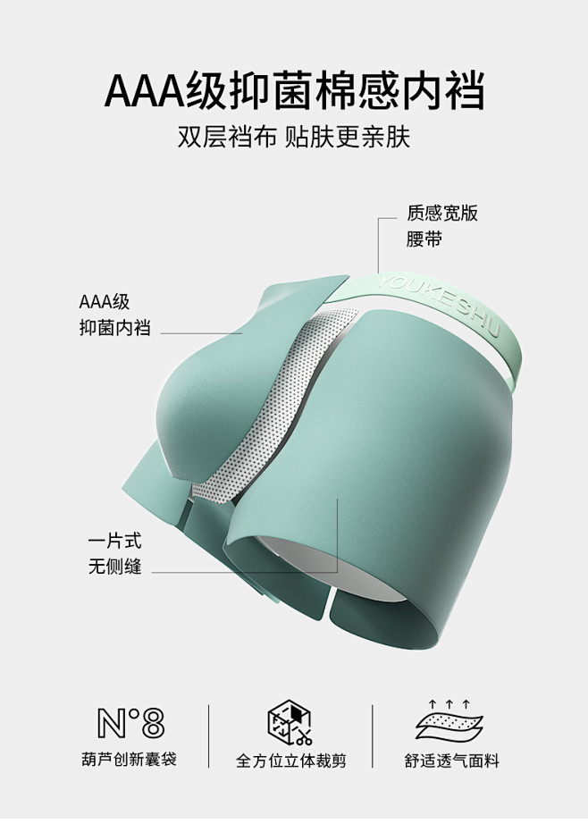 有棵树E级莫代尔男士内裤葫芦型囊袋纯棉裆...