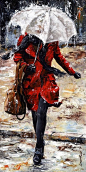 匈牙利艺术家 Emerico Toth 画笔下火烈的红色女人。