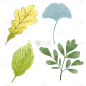 手绘绿色水彩叶子植物元素1