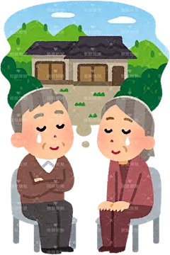 一对老夫妇怀念他们曾经居住过的乡村贴纸扁平儿童插画元素卡通免扣png图片素材