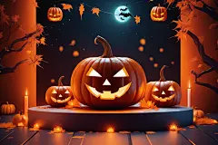 怪异气氛万圣节夜晚派对插画