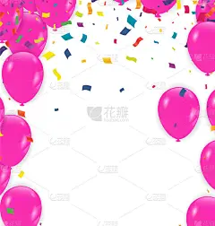 节日贺卡上有放飞的气球，背景明亮，矢量派对，庆祝周年边界