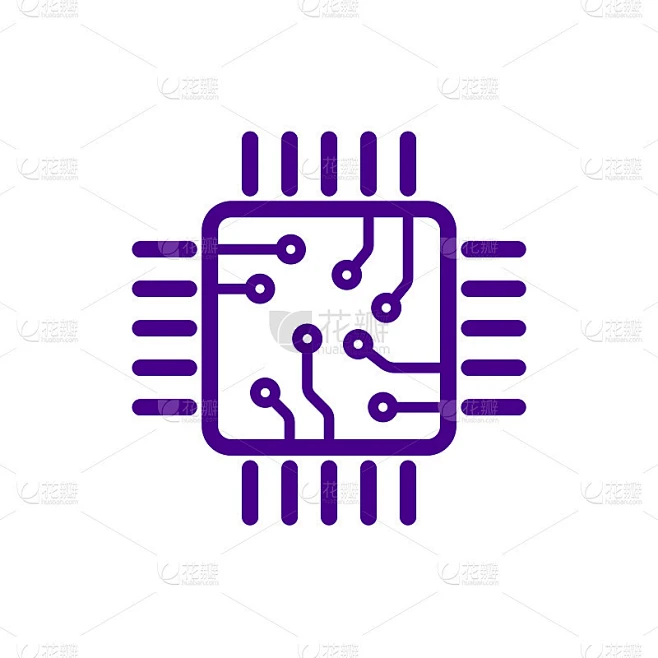 处理器线矢量图标为网站和移动极简设计。迷你CPU。移动CPU向量。手机CPU插图。基本的CPU图标。素材-花瓣网