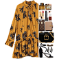 A fashion look from October 2017 featuring print dress, strappy sandals and genuine leather handbags. Browse and shop related looks.