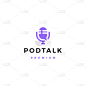podcast mic talk chat bubble logo icon