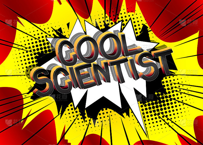 Cool Scientist Comic book style cartoon words.