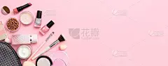 美容背景与面部化妆品。化妆、护肤理念。