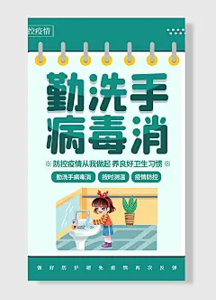 疫情防控洗手测温、科普展板海报