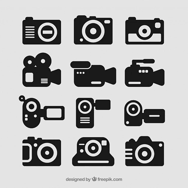 Set of camera icons Free Vector-花瓣网