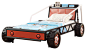 Black/Red Youth Twin Size Wood Race Car-Like Beds with Wheels Faux Headlights contemporary-kids-beds