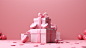 happy valentine's day on pink background with presents, in the style of sketchfab, candid moments captured, crisp and clean lines, captivating, lovely, animated gifs, matte photo