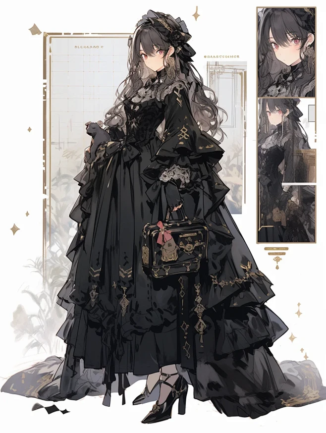 维多利亚｜黑色Lolita｜魔法哥特裙子