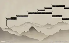 中式水墨徽派建筑背景墙