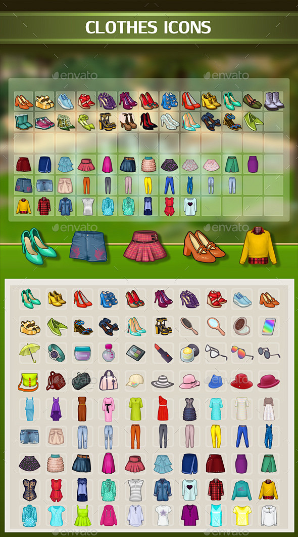 衣服图标-杂项游戏资产Clothes Icons - Miscellaneous Game Assets布、衣服、裙子,游戏,眼镜,帽子,图标 ...