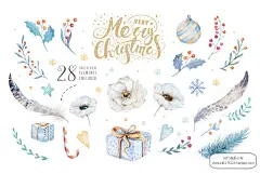 手绘水彩卡通圣诞元素鹿水晶球雪橇海报卡片装饰PNG免扣设计素材-淘宝网