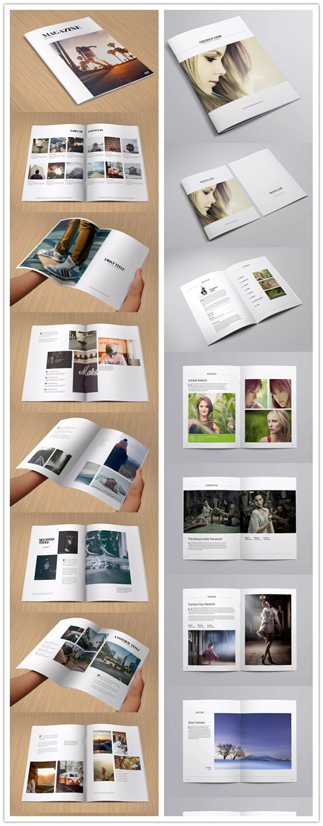 时尚排版式杂志文艺纪念册术设计个人写真摄...