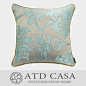 ATD CASA/现代中式样板房家居软装靠包抱枕/蓝色抽象花卉提绣方枕-淘宝网