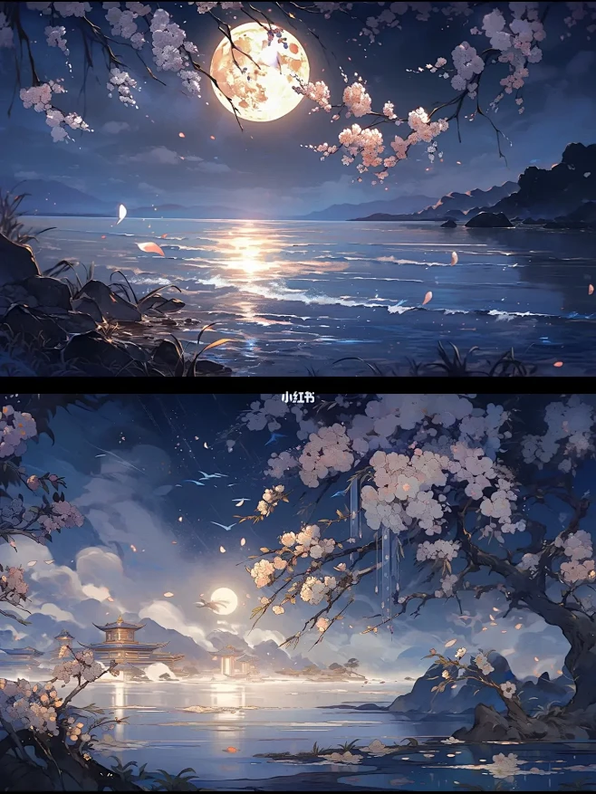春江花月夜•张若虚图片_古风原画图片素材-花瓣网