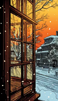 中式古风小雪风景插画二十四节气小雪插画