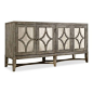 Hooker Furniture - Hooker Furniture Melange Diamante Console - White glove, in-home delivery included!  Diamonds are your room's best friend with this stunning, shimmering Diamonte Console.  Two pair of doors with one adjustable wood shelf behind each. So