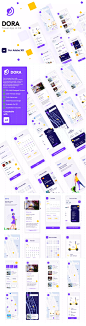 紫色配色方案旅游旅行App应用UI设计模板[XD]  