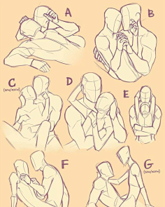 com采集雨滴子采集到恋#sai资源库# 动漫双人/cp姿势画法参考!