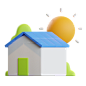 Solar House 3D Illustration