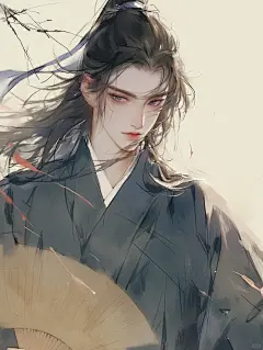 执扇郎君｜古风水墨男生插画封面素材｜A204 - 小红书