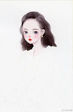 少女@小熊猫胖哒 @小熊猫课堂 @手绘插画 @水彩过程精选 ​​​​