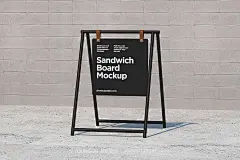 北欧极简户外广告宣传海报架立式展架ps样机素材场景展示效果图模板