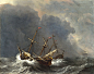 范德维德《大风中的三只船》图片_油画作品欣赏-荷兰_正信艺术网