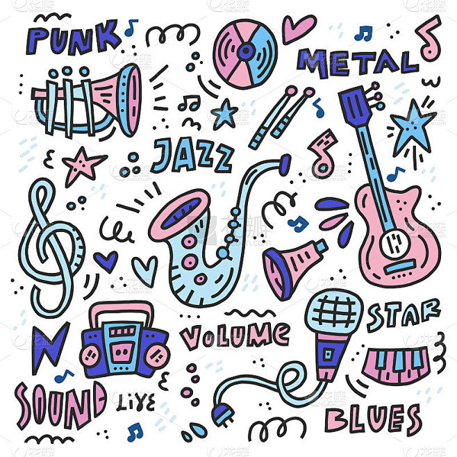 Music doodle illustr...
