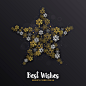 Abstract Christmas winter design : Abstract Christmas winter design with golden snowflakes on dark background