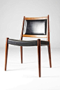 Steffan Larsen; Rosewood and Leather Side Chair, 1960s.: