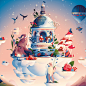 Printemps Christmas by Cruschiform : Cruschiform was commissioned to illustrate the magical world of Santa Claus for legendary French department store chain Printemps.