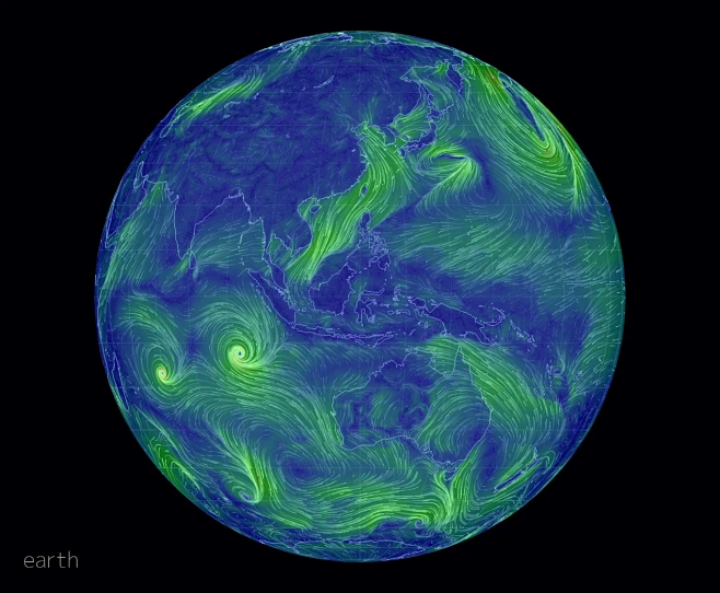 全球风速风向动态交互式预报图 earth wind map-花瓣网