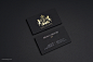 Black business card matte gold stamping elegant classy template - Paulette | RockDesign Luxury Business Card Printing