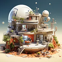 现代3d建筑房子素材图片