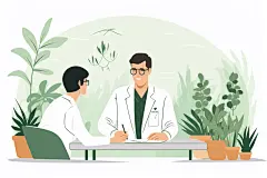 看病问诊扁平化医疗医生人物场景插画