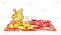 老鼠,传统,鼠年,黄金,吝啬的,日历,雕像,封印,汉字