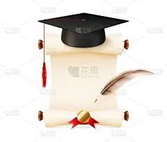 毕业教育的写实主义作文，在空旷的羊皮纸向量图上有孤立的学术帽前景色